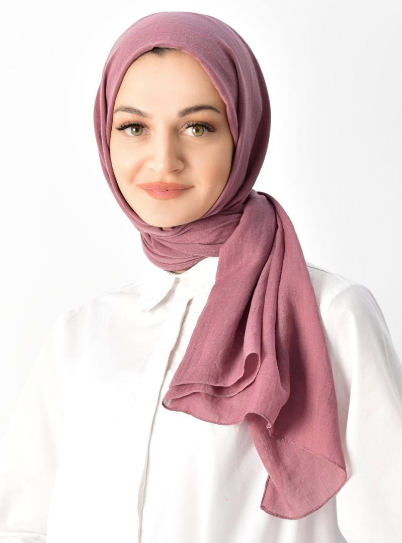 Burden İpek Gül Kurusu Pamuksu Kraş Şal