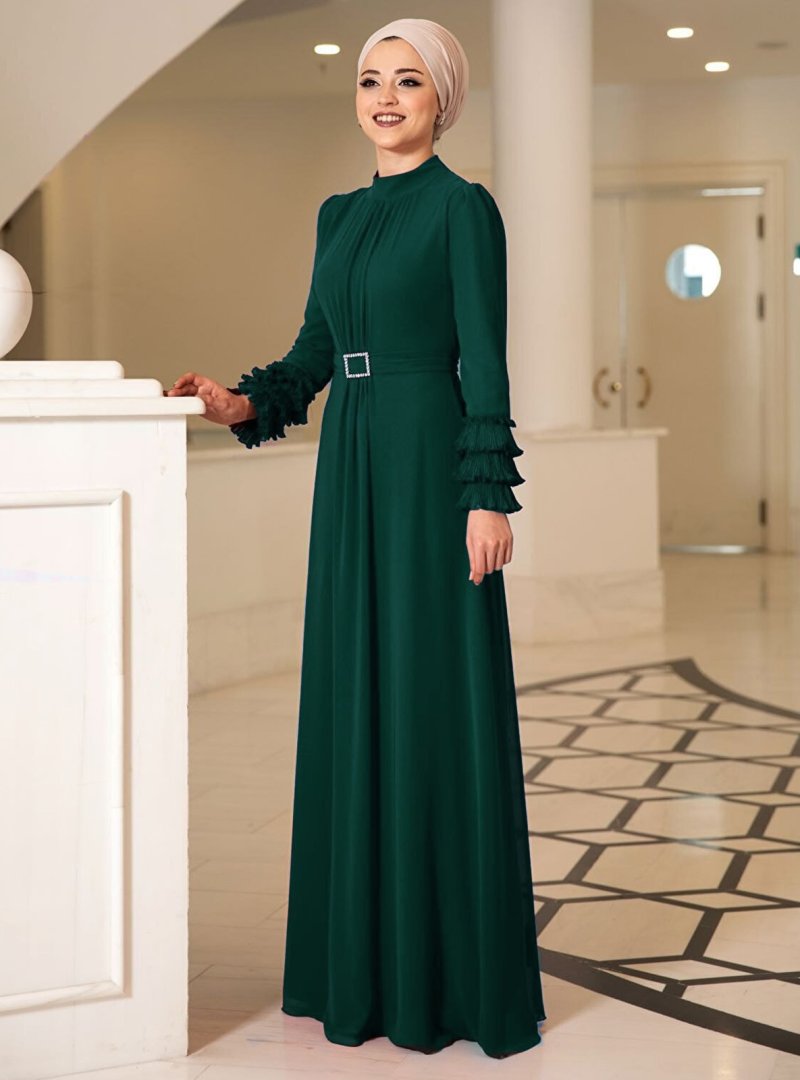 DressLife Zümrüt Yeşili Lina Abiye Elbise