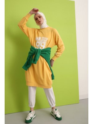 Allday Baskılı Uzun Sweat Tunik