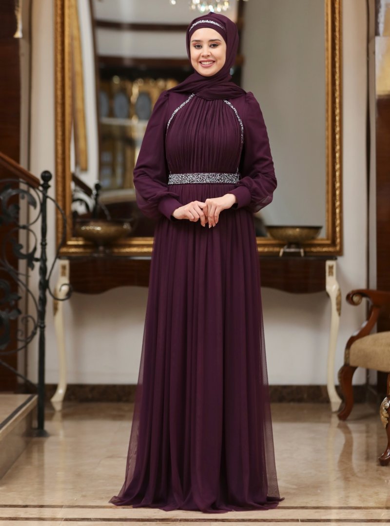 Azra Design Mor Efsane Abiye Elbise