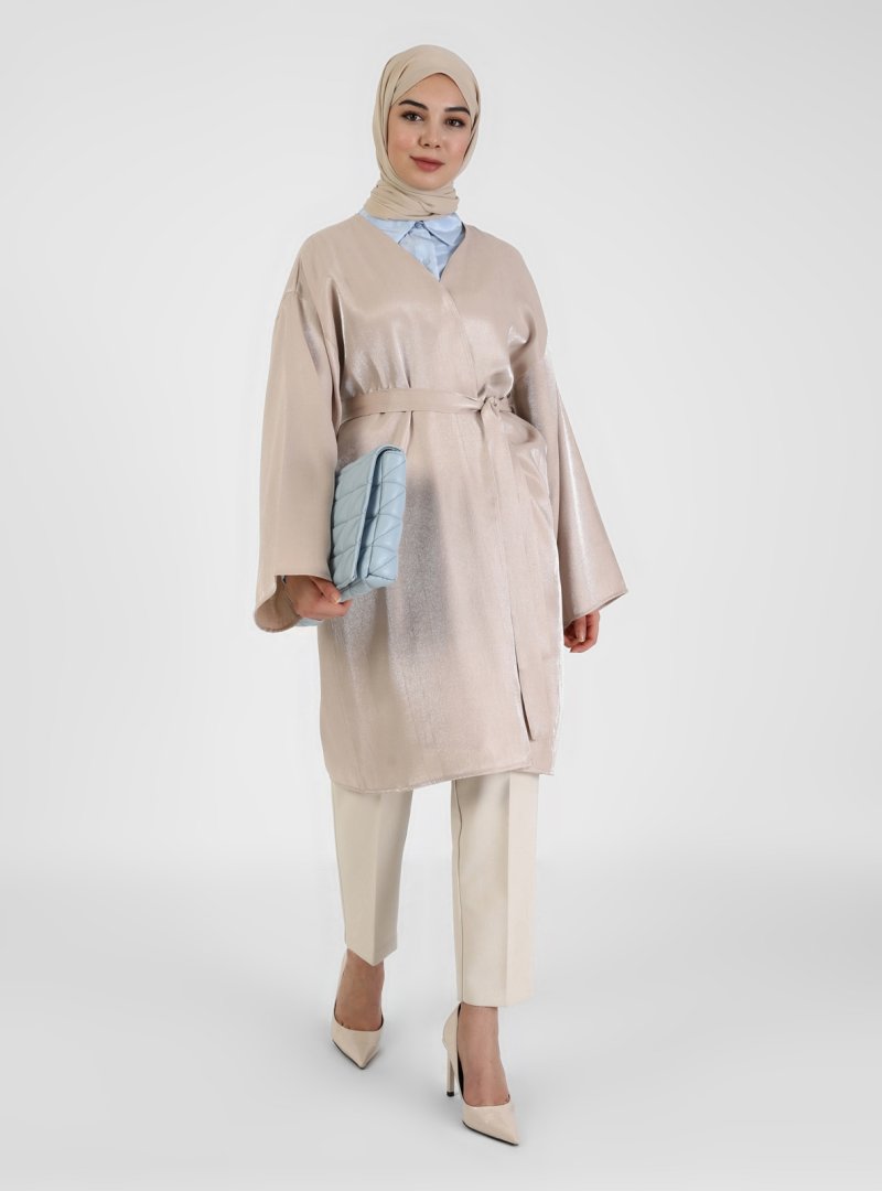 Tavin Vizon Kuşak Detaylı Kimono