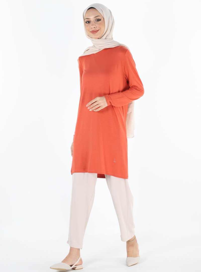 PLİSTRE Kiremit Basic Tunik