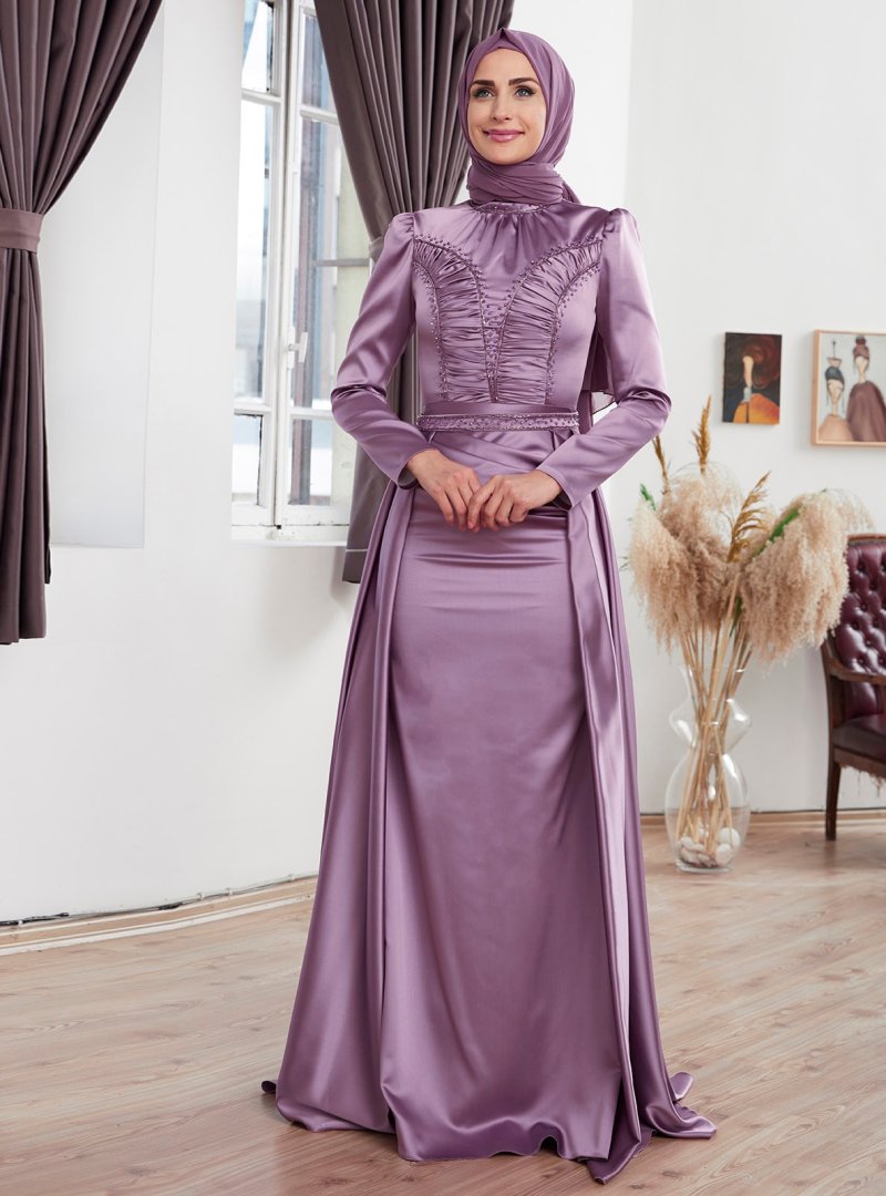 Moda Sinanlar Hira Abiye Elbise Lavanta