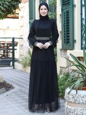 Emsale Siyah Nilda Abiye Elbise
