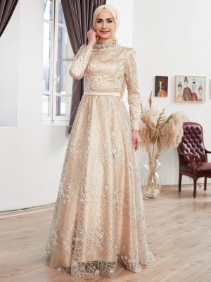 Moda Sinanlar Gold Hazal Abiye Elbise