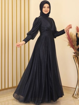 Fashion Showcase Design Lacivert Dilber Abiye Elbise