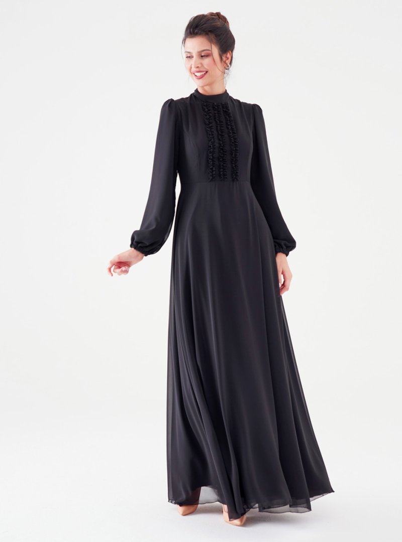 Nurgül Çakır Siyah Polina Abiye Elbise