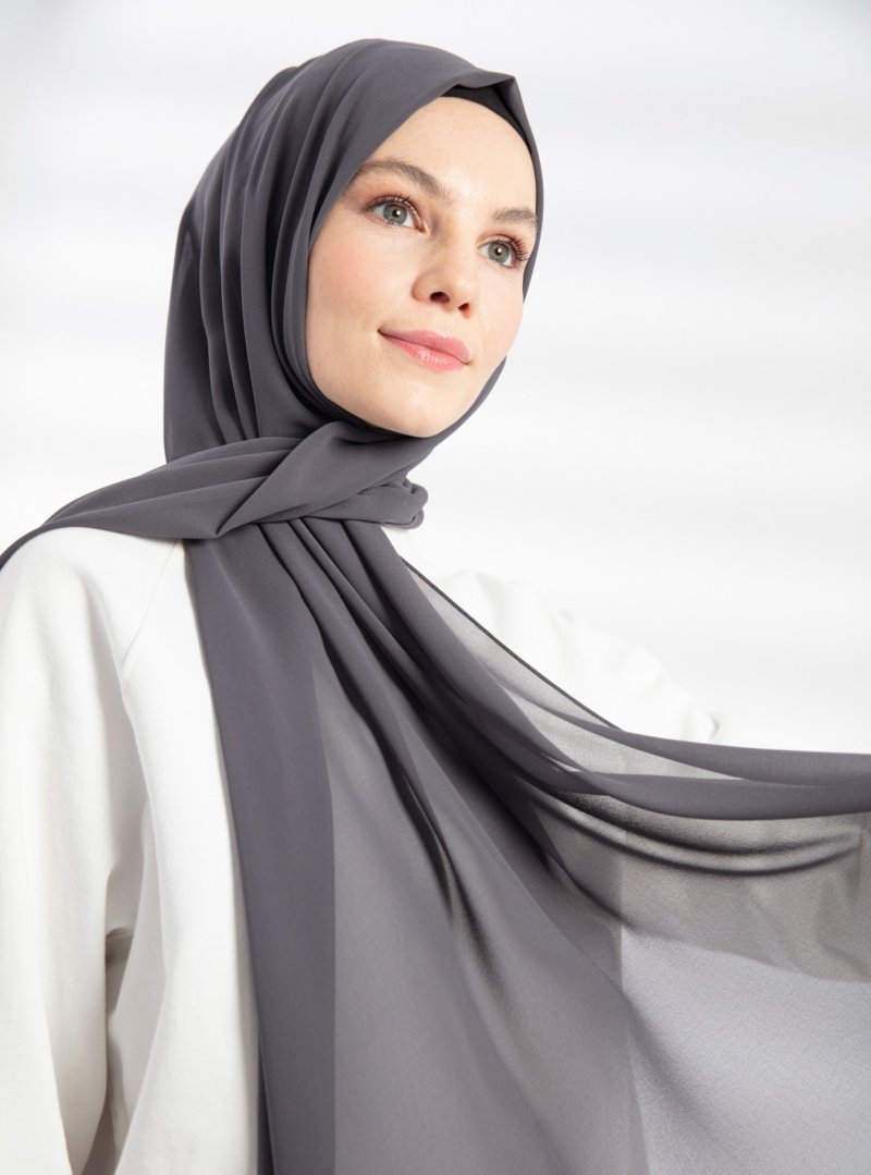 Pure Scarfs Antrasit Şifon Şal