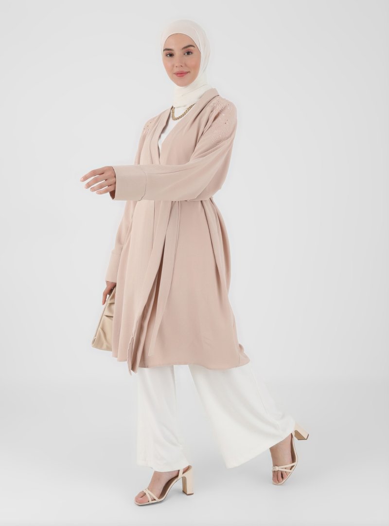 Refka Bej Nakış Detaylı Kuşaklı Kimono