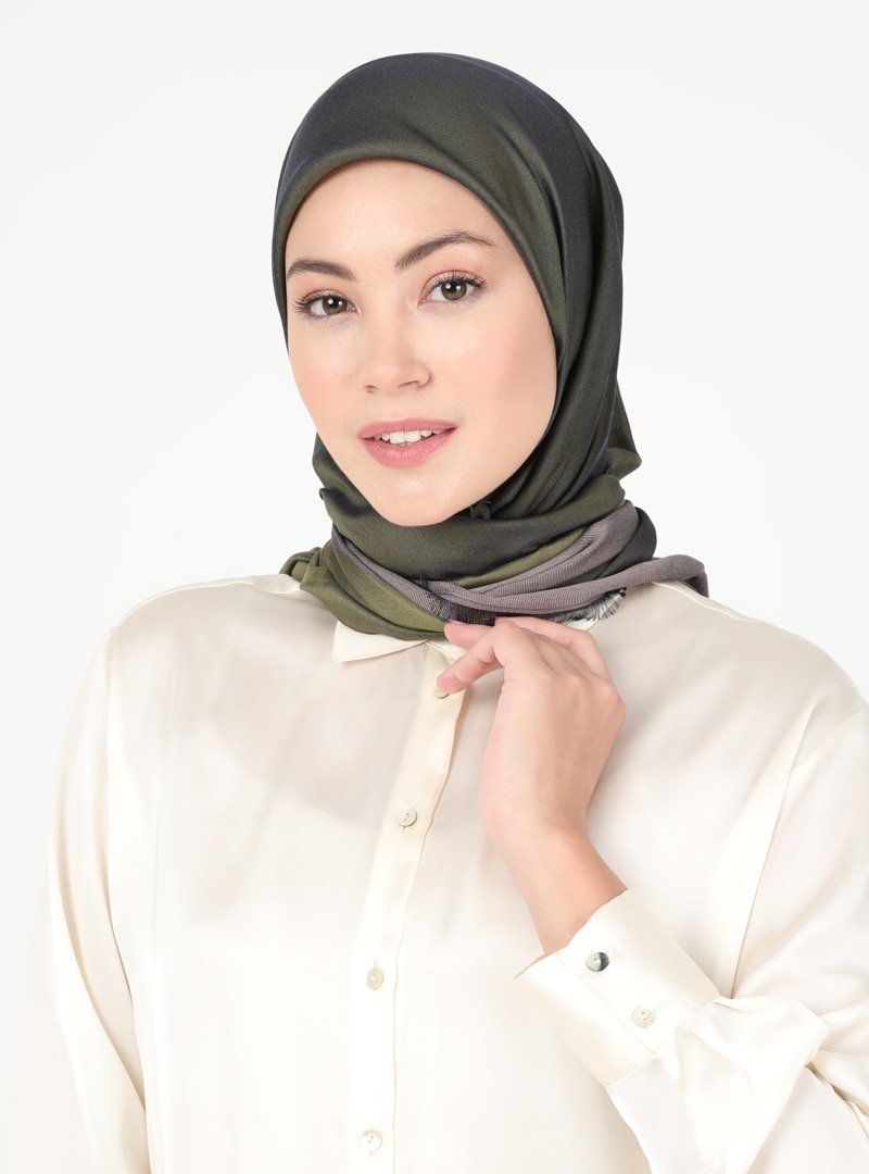 Zen İpek Yeşil İpeksi Pano Eşarp