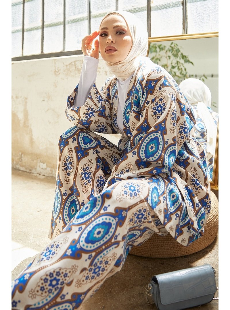 In Style İndigo Perina Pantolon Kimono İkili Takım