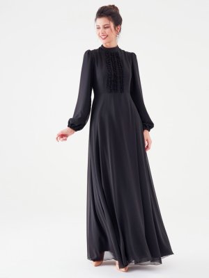 Nurgül Çakır Siyah Polina Abiye Elbise