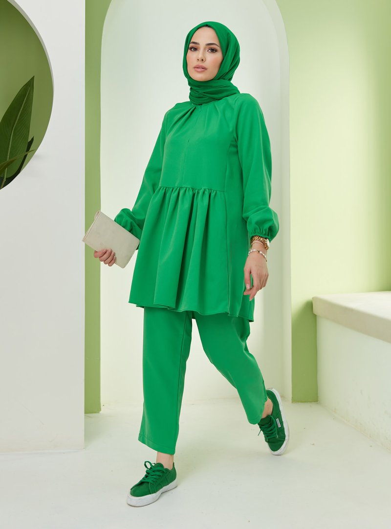 Efkeyem Yeşil Tunik & Pantolon İkili Takım
