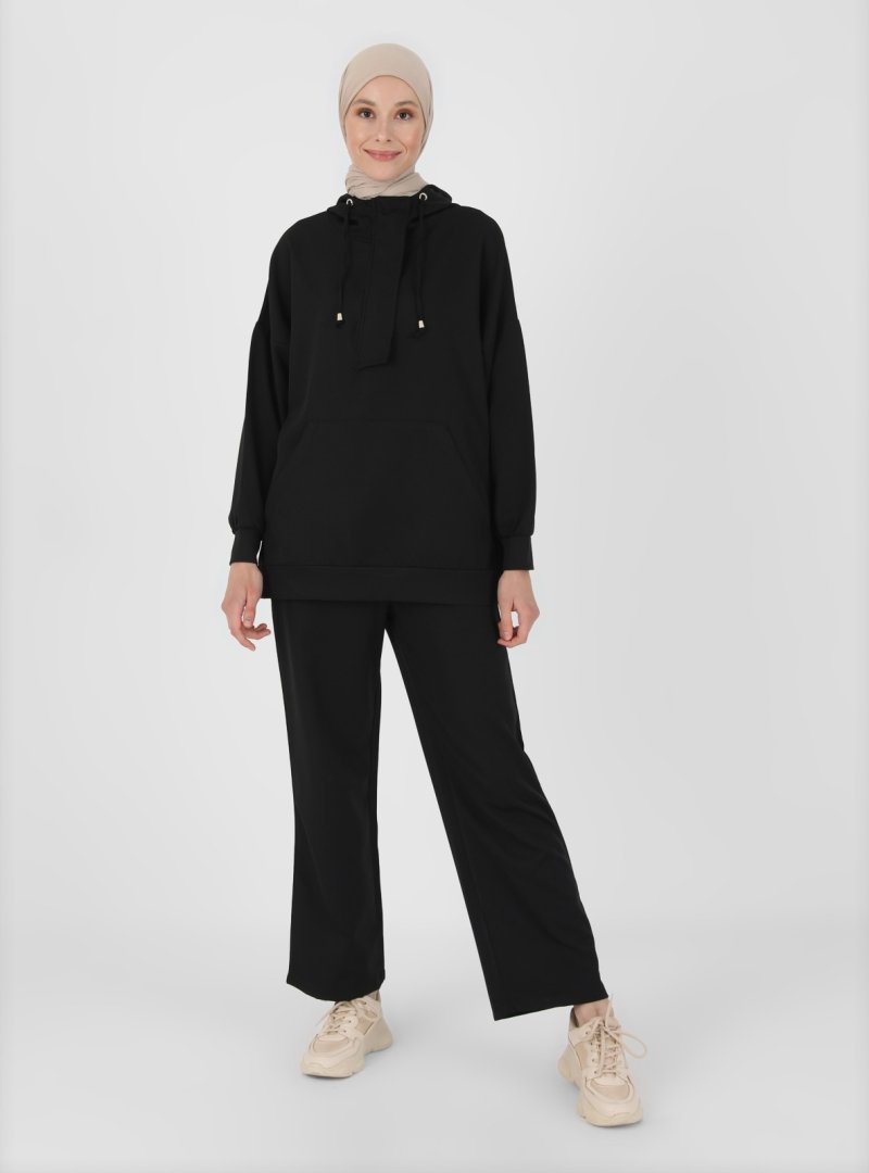 Benin Siyah Double Kumaş Tunik & Pantolon İkili Takım
