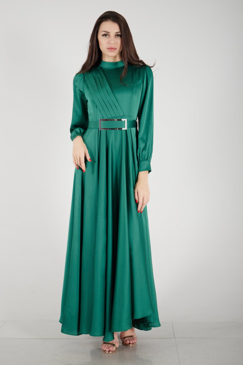 Ardanewline Yeşil Önü Drape Detaylı Abiye Elbise