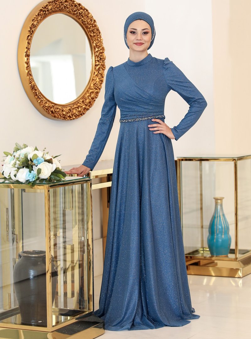 Azra Design İndigo Işıl Abiye Elbise