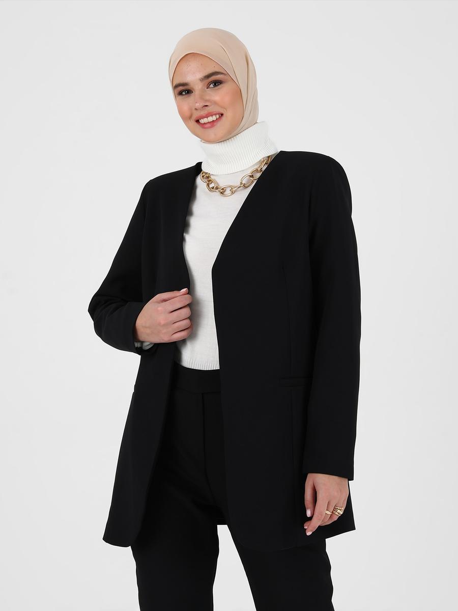 Refka Siyah Cep Detaylı Ceket