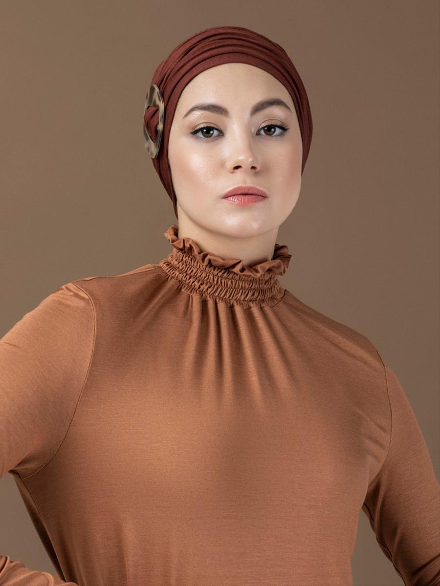 Halima X Modanisa Tokalı Hazır Türban Büyülü Kahve