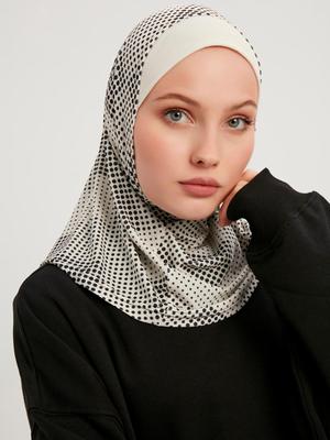 ŞALESS Gümüş Printed Instant Hijab