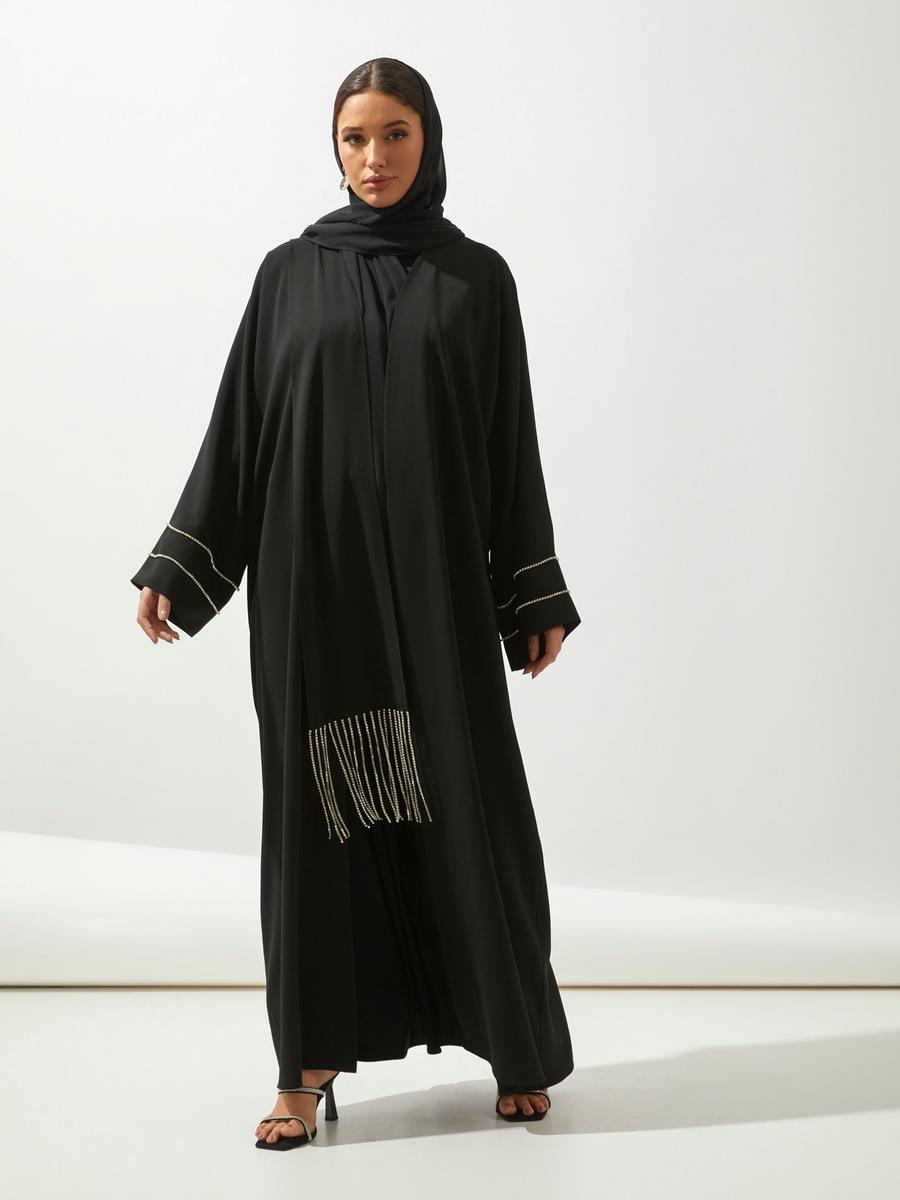 AL SHEIKHA Siyah Moon Light Abaya Handmade