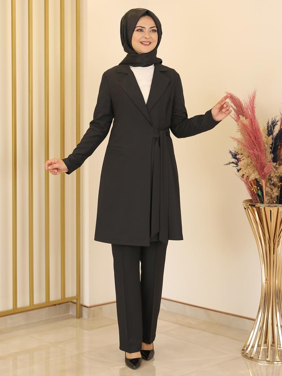 Fashion Showcase Design Siyah Sofya İkili Abiye Elbise Takım