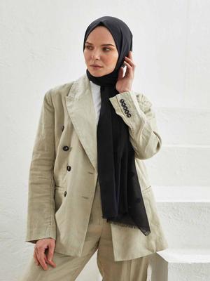 FRESHSCARFS Siyah İnce Pamuk Vual Şal