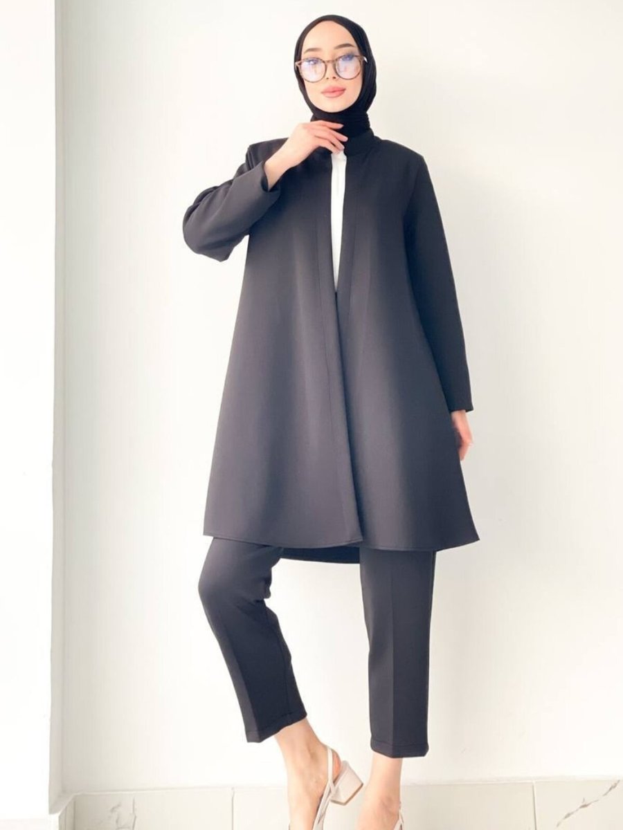 Cng Moda Siyah Scuba Ceketli Pantolonlu Takım