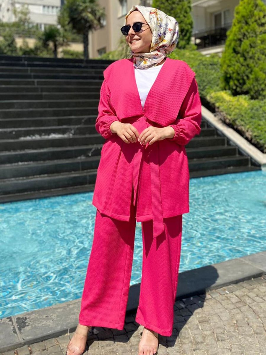 Moda Rosa Pembe Gofre Takım