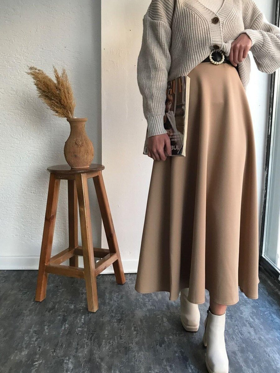 Cng Moda Vizon Scuba Uzun Çan Etek