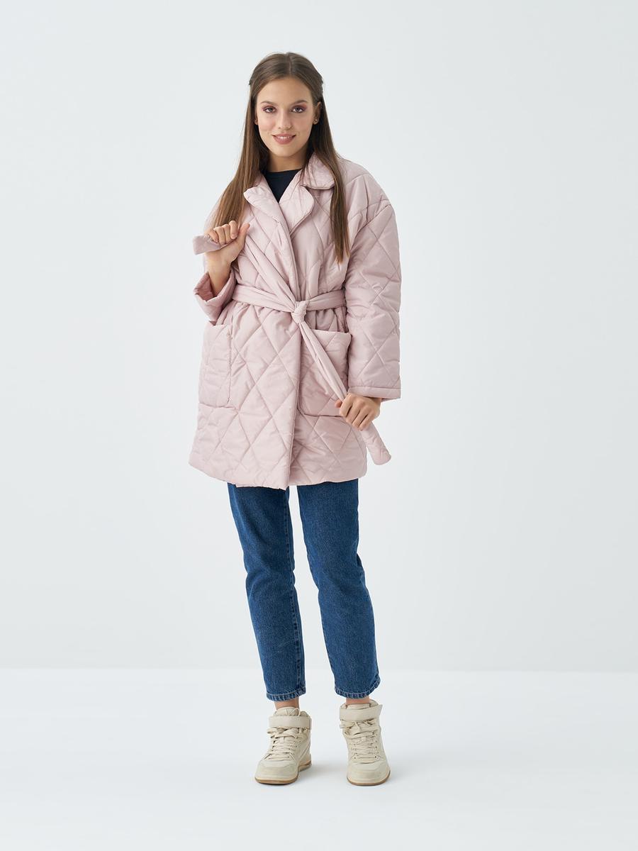 GARZİA İTALİA Pembe Kapitone Cepli Kemerli Mont