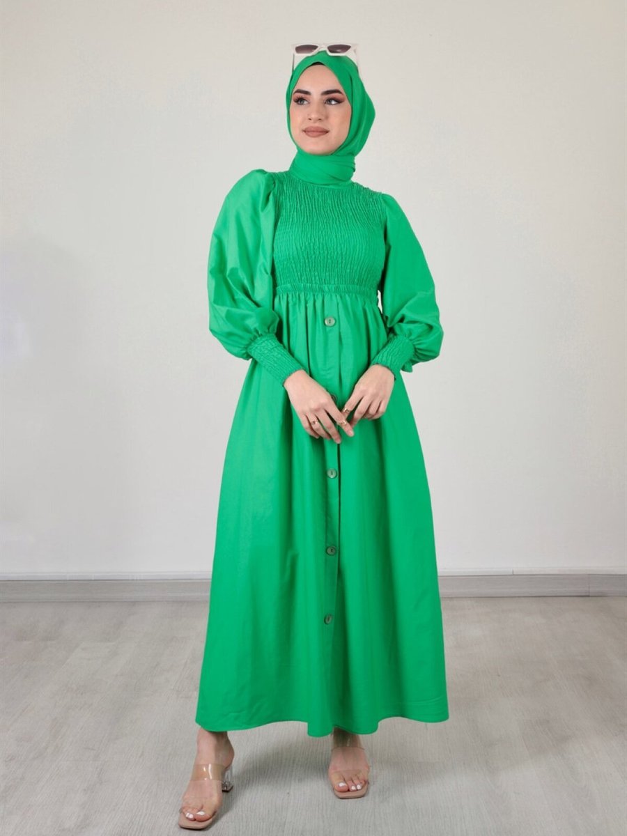 Ensa Tesettür Yeşil Gipeli Elbise