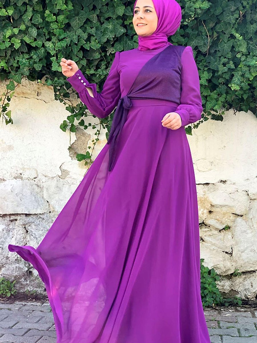 Moda Rosa Reyyan Mor Abiye Elbise