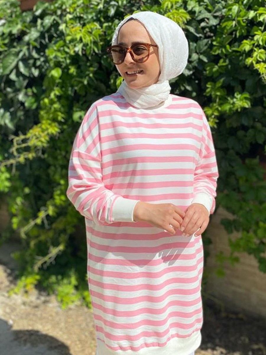 Moda Rosa Pembe Soul Alya Çizgili Sweat