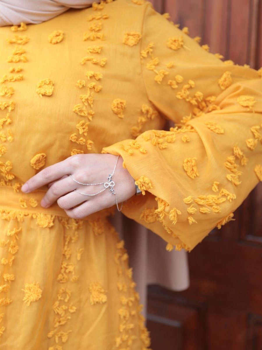 Ensa Tesettür Sarı Ponpon Elbise