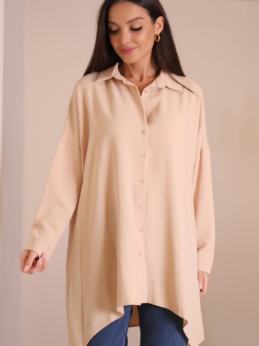 LOREEN Bej Gömlek Yaka Salaş Tunik