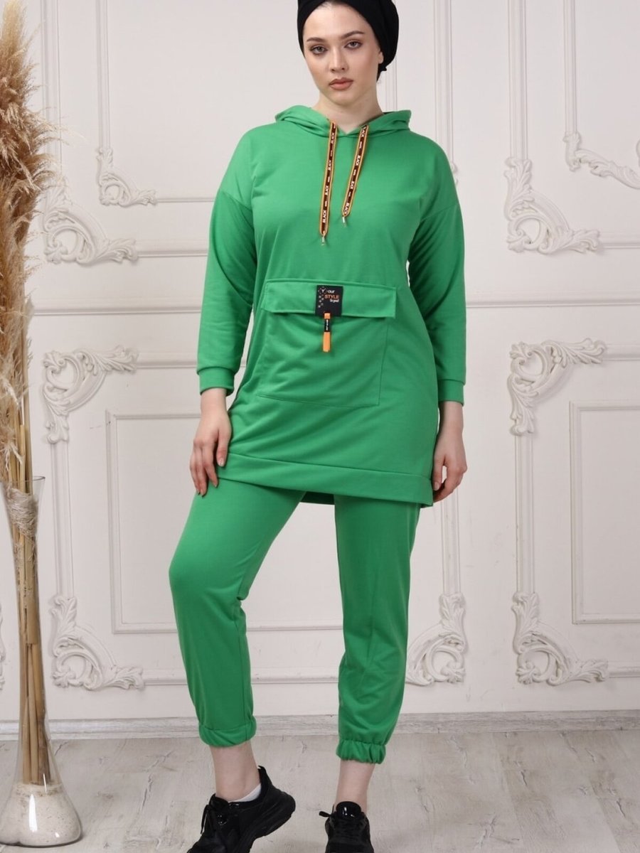 Cng Moda Yeşil Boyfrend Kango Cepli Eşofman Takım