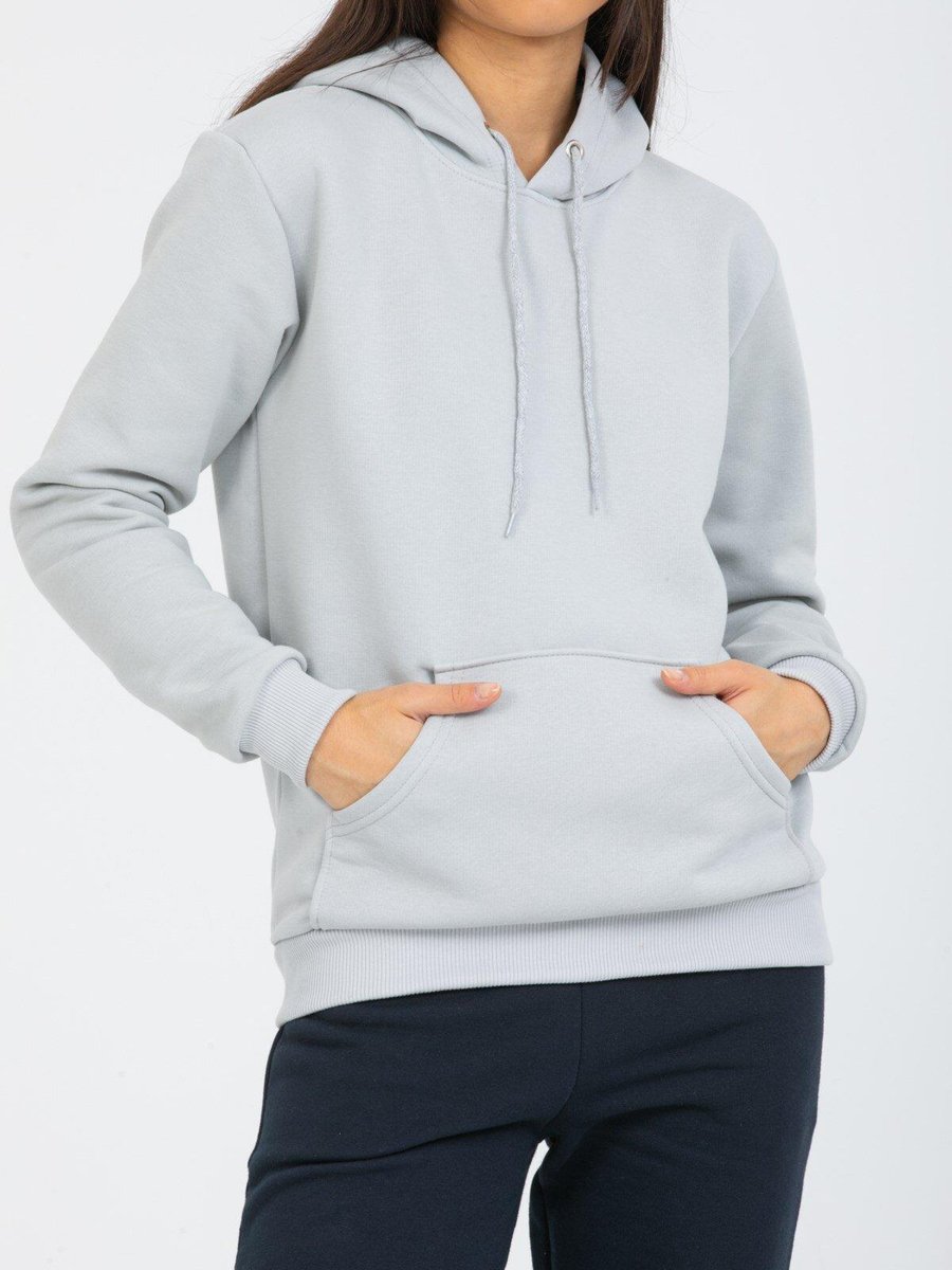 Deafox Açık Gri Üç İplik Kapüşonlu Sweatshirt