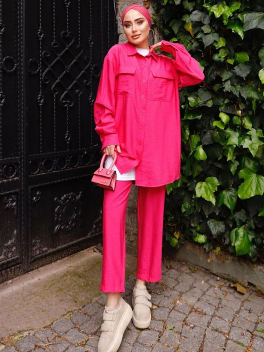 Moda Rosa Fuşya Gömlekli İkili Takım