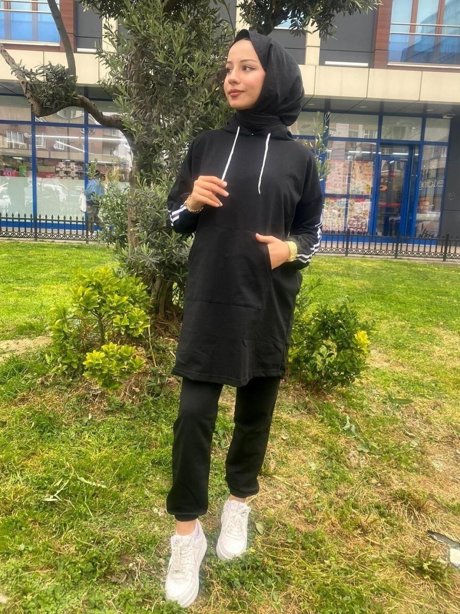 Cng Moda Siyah Oversize Model Eşofman Takım