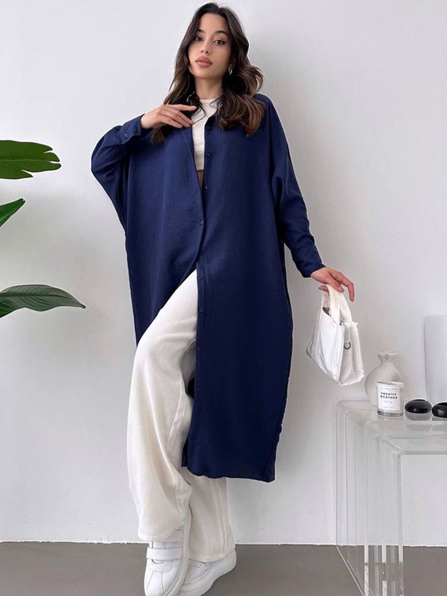Moda Rosa Lacivert Salaş Uzun Tunik