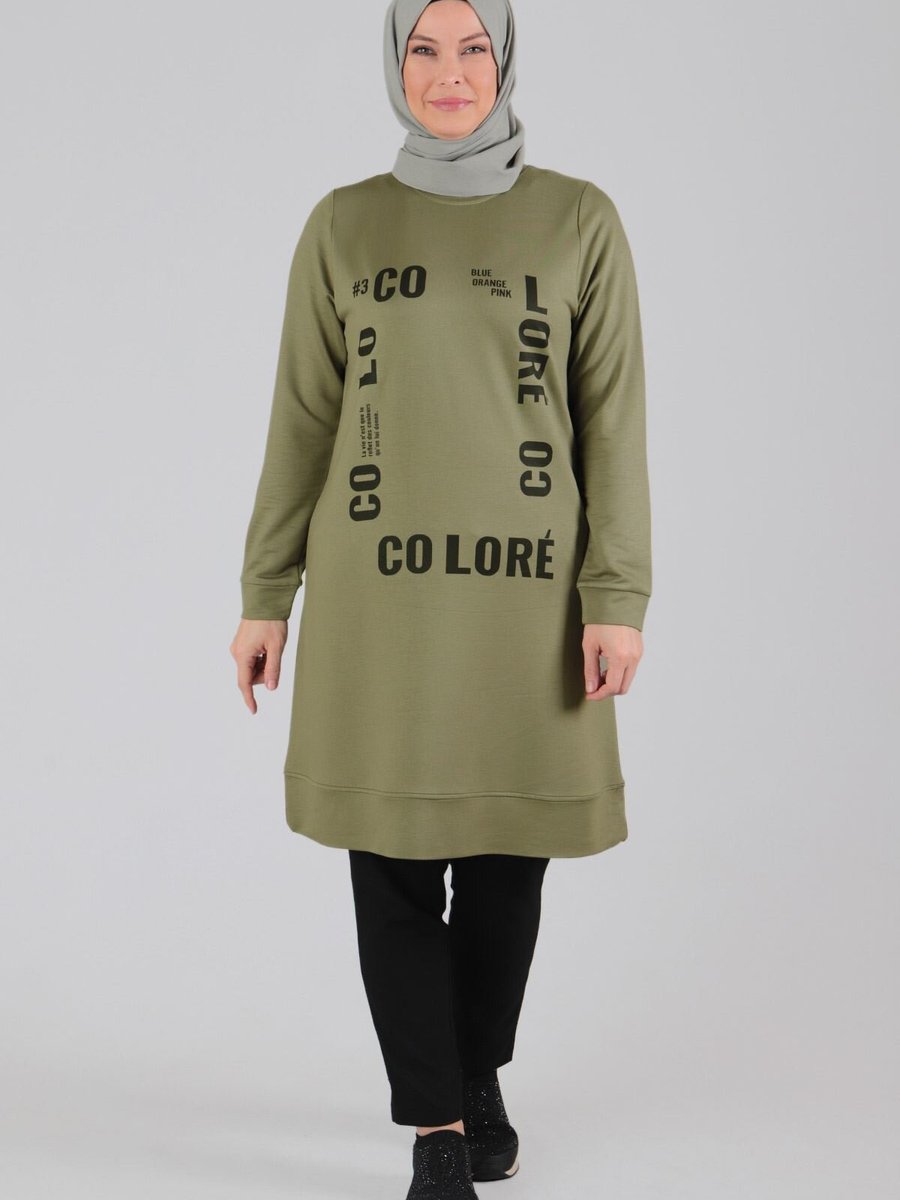 Moda Rosa Küf Yeşil Büyük Beden Tunik