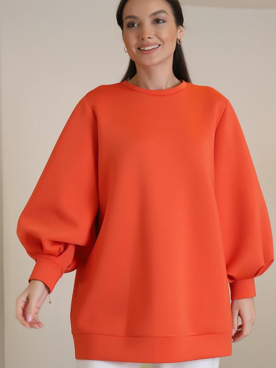 Terzi Dükkanı Nar Çiçeği Geniş Kollu Mercan Sweatshirt