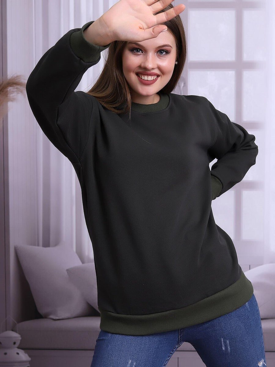 Deafox Haki Bisiklet Yaka Sweatshirt