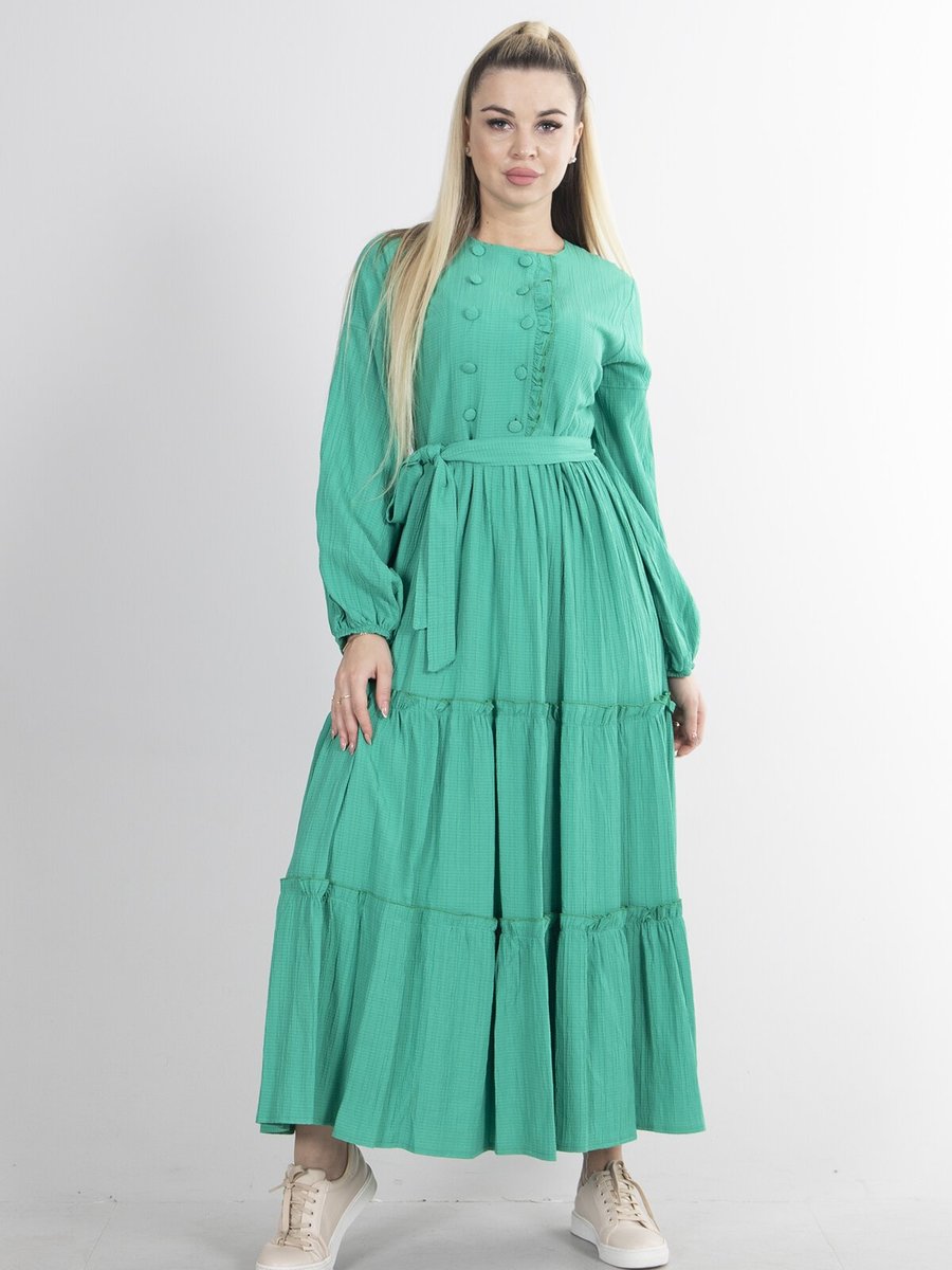Ardanewline Yeşil Uzun Astarlı Elbise