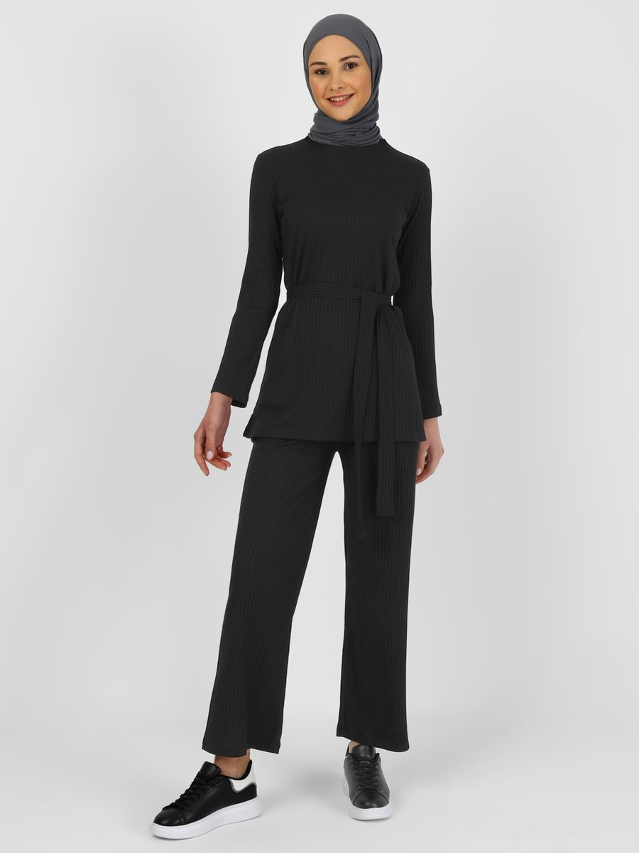 Benin Siyah Kemerli Basic Tunik & Pantolon İkili Takım
