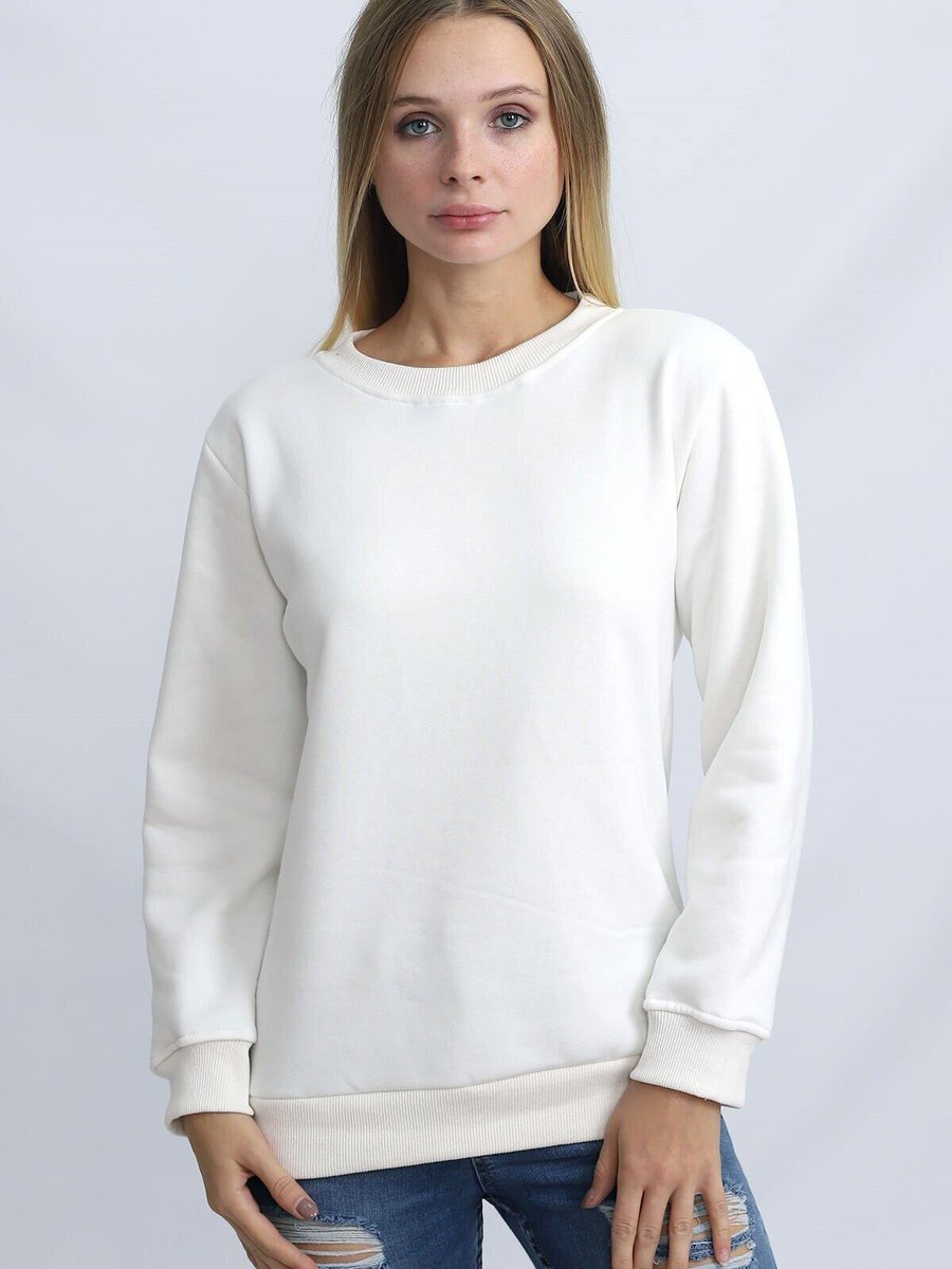 Deafox Ekru Üç İplik Sweatshirt
