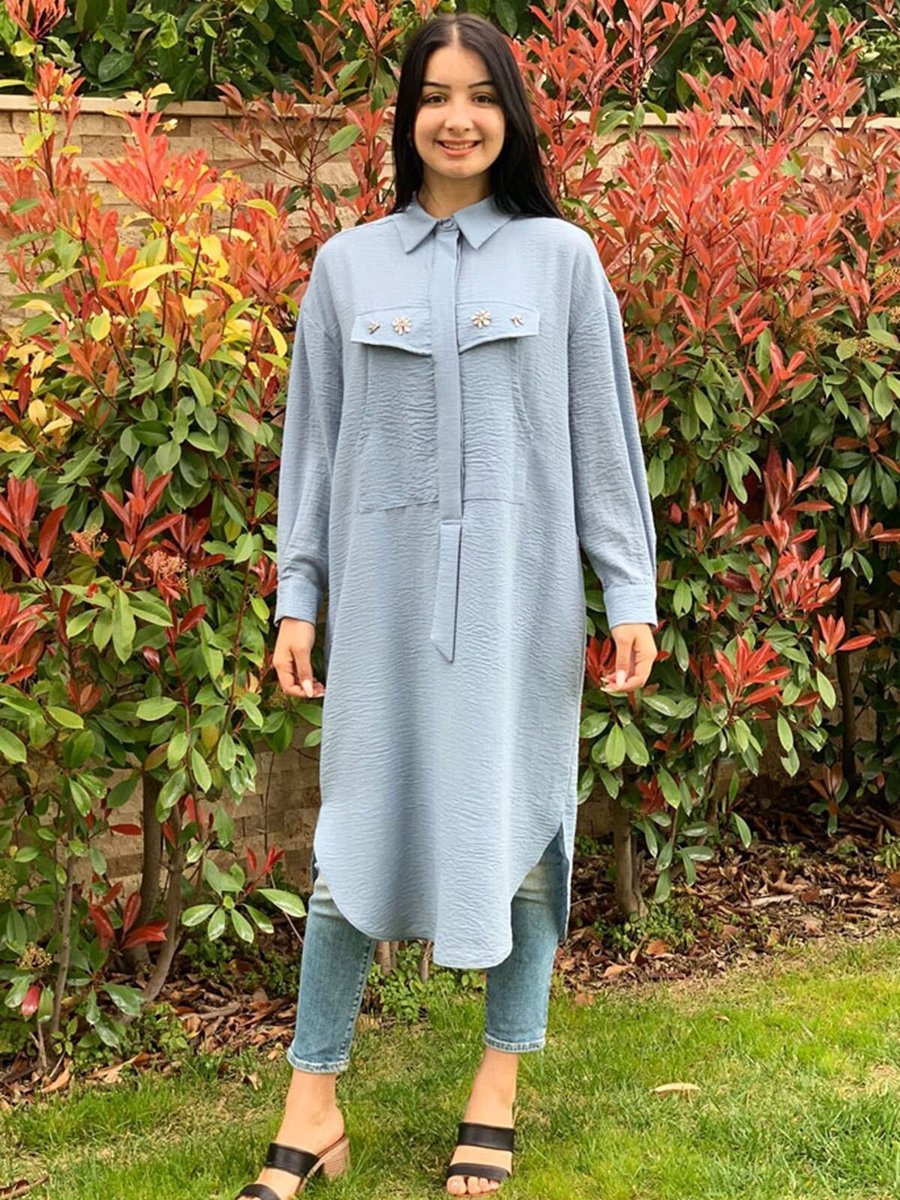 Moda Rosa İndigo Rahşan Keten Tunik