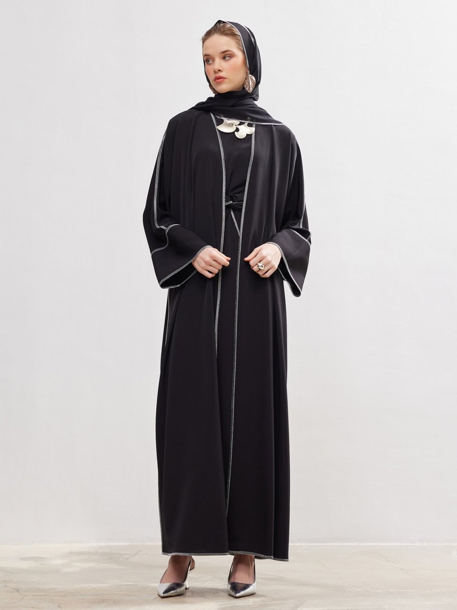 AL SHEIKHA Siyah New Line Abaya Dress Set