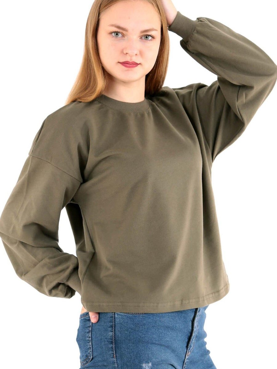 Deafox Haki Trend Kol Detaylı Sweatshirt