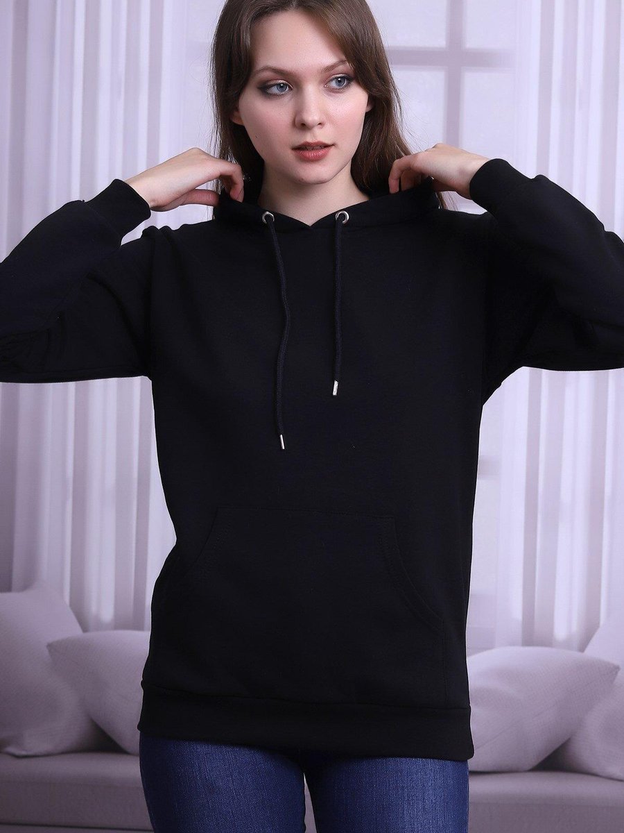 Deafox Siyah Sırtı Baskılı Kapüşonlu Sweatshirt